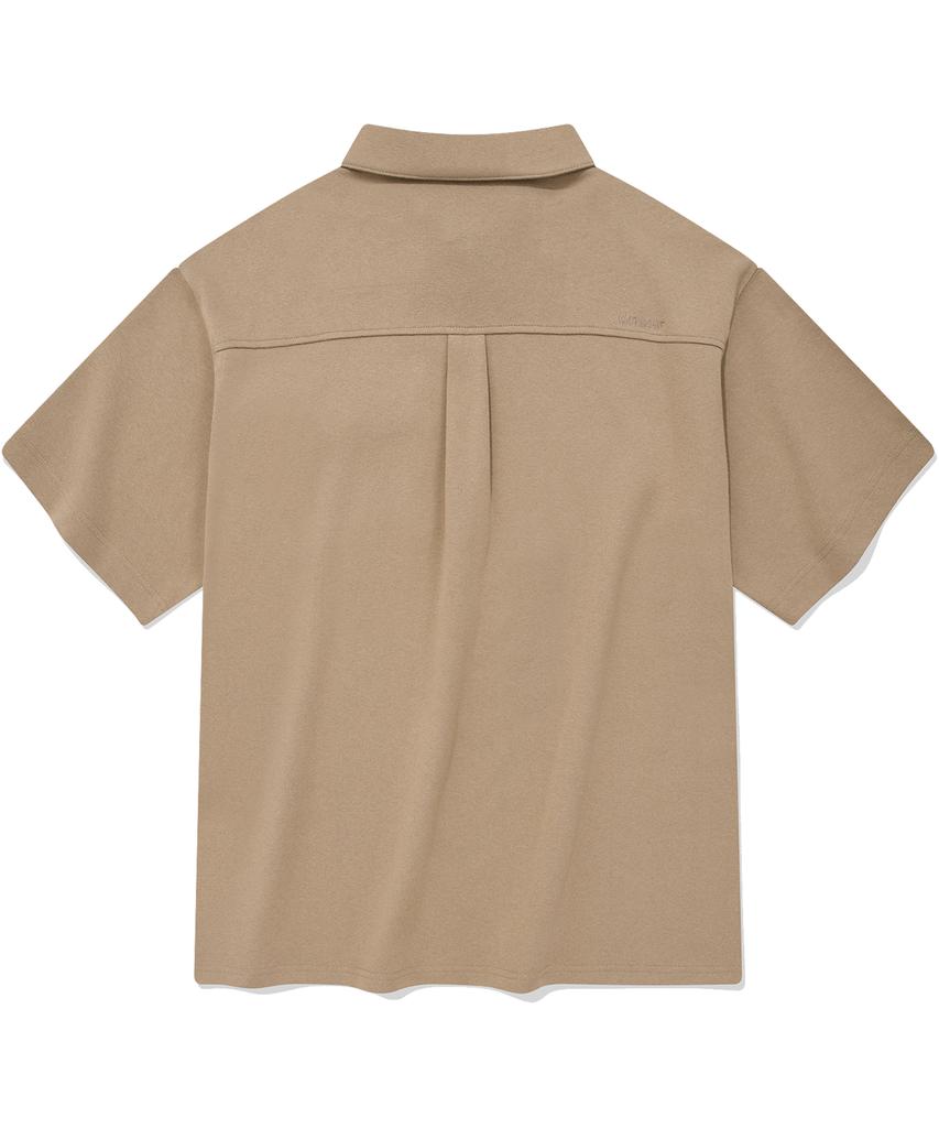 COVERNAT Open Collar Pocket T-Shirt Beige