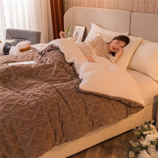 Fleece Plaid Blanket Thick Wool Blankets Duvet Cover Double Sided Sofa Bed Cover Soft Warm Winter Throw Bedspread Blanket Bedding