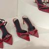 Fashion Women's Shoes Red High Heels 2024 New Luxury Fashion Pointed Toe Women's Stiletto Sandals Slippers