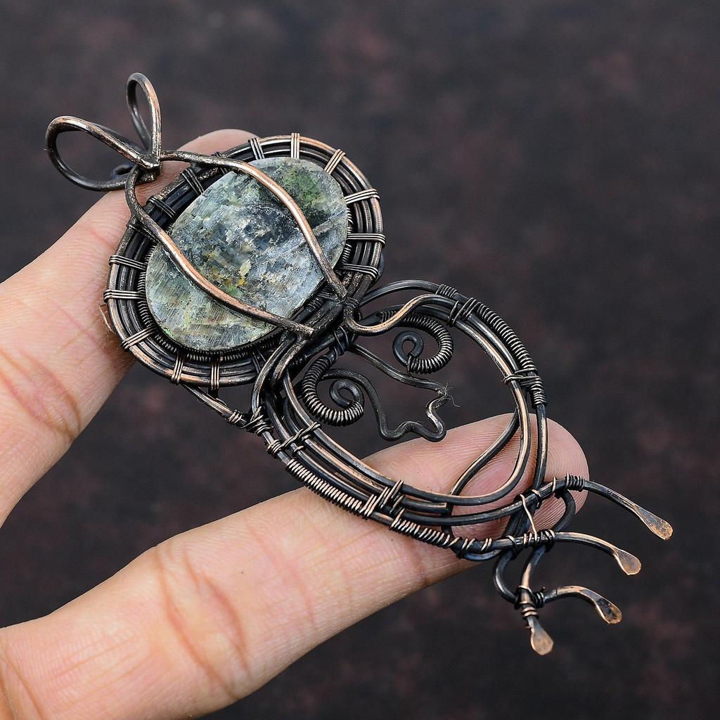 Kyanite Pendant Copper Wire Wrapped Pendant Gemstone Pendant Kyanite Jewelry Handmade Decent Pendant Copper Wire Wrap Jewelry Gift For Women