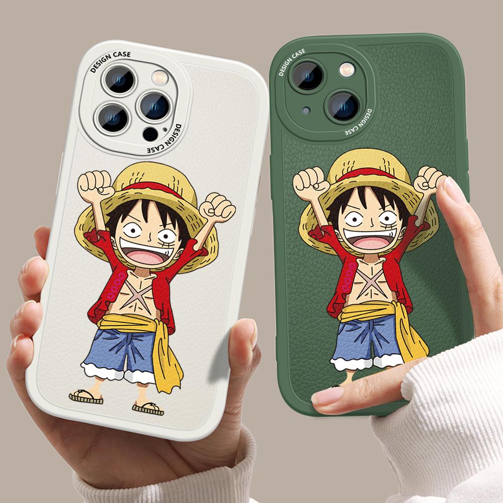 Slim Skin Feeling PU Leather Cute Cartoon Luffy Phone Cover for Infinix VIVO OPPO Reno Realme Huawei Nova Honor Smartphone Case