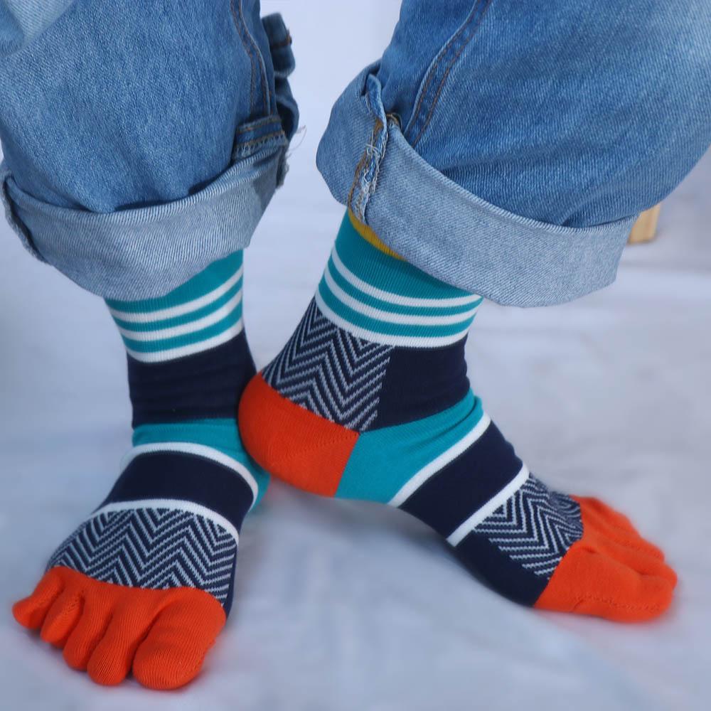 Soft Split-toed Socks Trendy Thick Long Tube Cotton Man Socks Middle Tube Hosiery Five Finger Socks