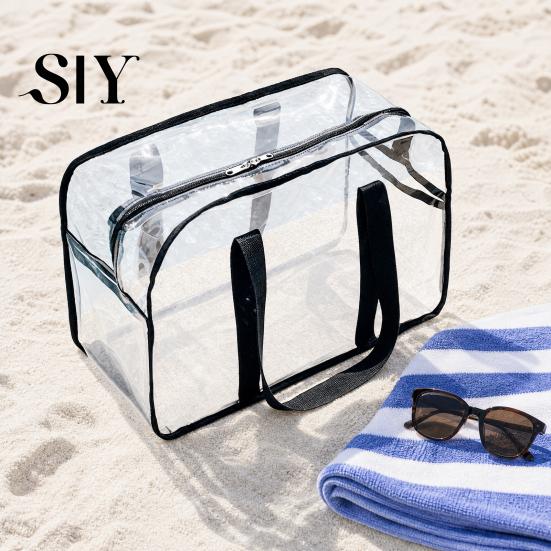 Outdoor Waterproof Storage Bag Swimming Bag, PVC Large Capacity Beach Portable Travel with Zipper/Button Closure for Toiletry Cosmetics Organize