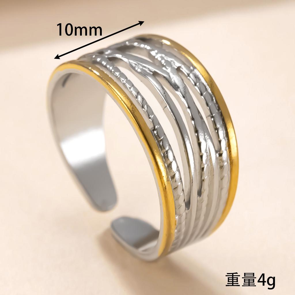 Stainlesss Steel Geometric Ring Women Gold Color Minimalist Multi-layer Rings Trendy Zircon Gift Wholesale