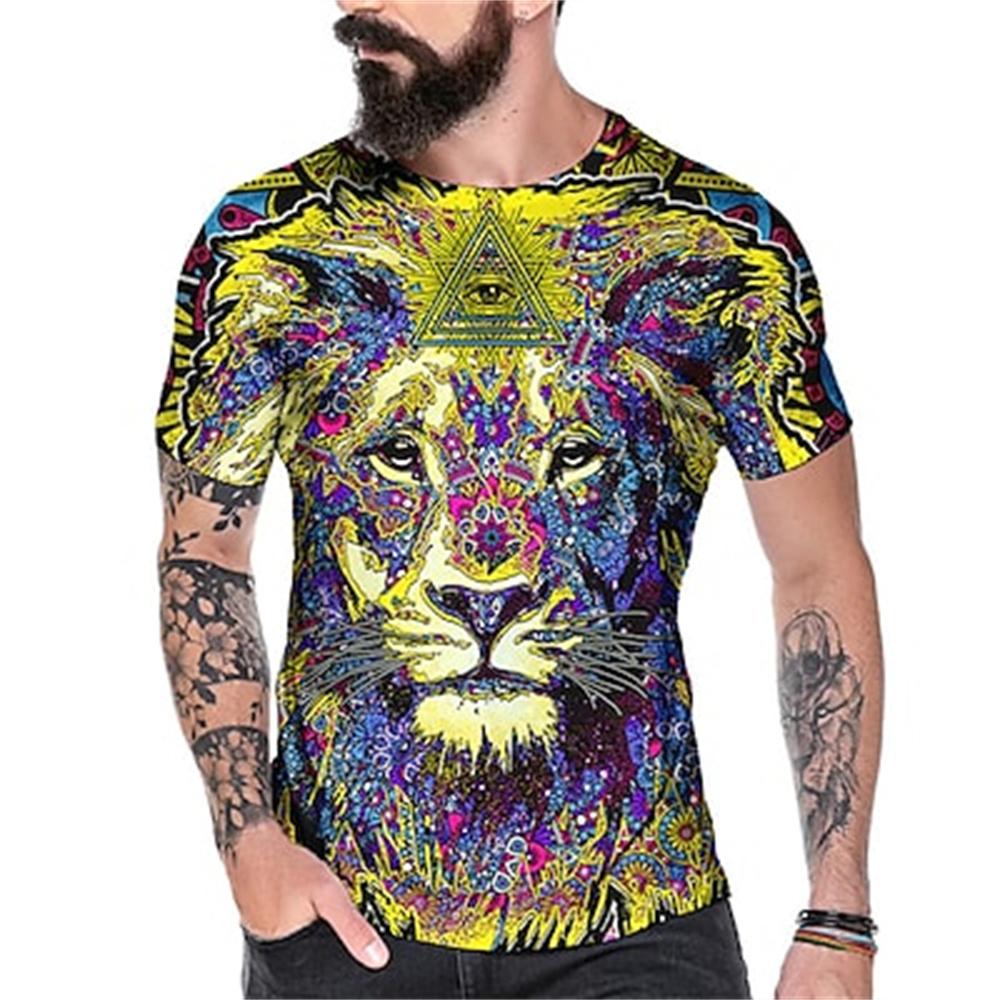 Летняя мужская футболка с 3d короткими рукавами, верхний пуловер «Король леса, лев», одежда в стиле Харадзюку, уличная повседневная винтажная футболка