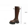 Женские ботинки до колена на платформе с шипами, весенне-зимние рыцарские армейские готические элегантные женские туфли на среднем каблуке, мотоциклетная обувь