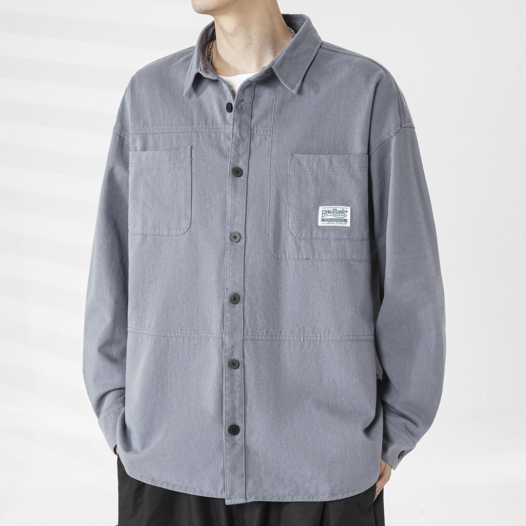 Хлопковая новая рубашка Tooling, мужская рубашка с длинным рукавом на весну и осень, свободное пальто, кардиган, куртка на осень и зиму