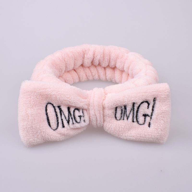 Custom Logo SPA Bowknot Hair Lace Sports Headband Adjustable Elastic OMG Hair Band for Women and Girls Yoga Shower Wash