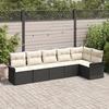 6-piece Garden Sofa Set with Black Poly Rattan Cushions, 2-seater Garden Sofa with Storage 3354046
