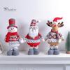 Christmas Plush Doll Ornament Retractable Leg Stuffed Standing Santa Claus Snowman Reindeer Plushies Home Holiday Party Table Decoration New