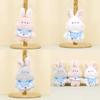 Cute Plush Rabbit Keychain Soft Fluffy Bunny Toy Pink White Gray Adorable Gift