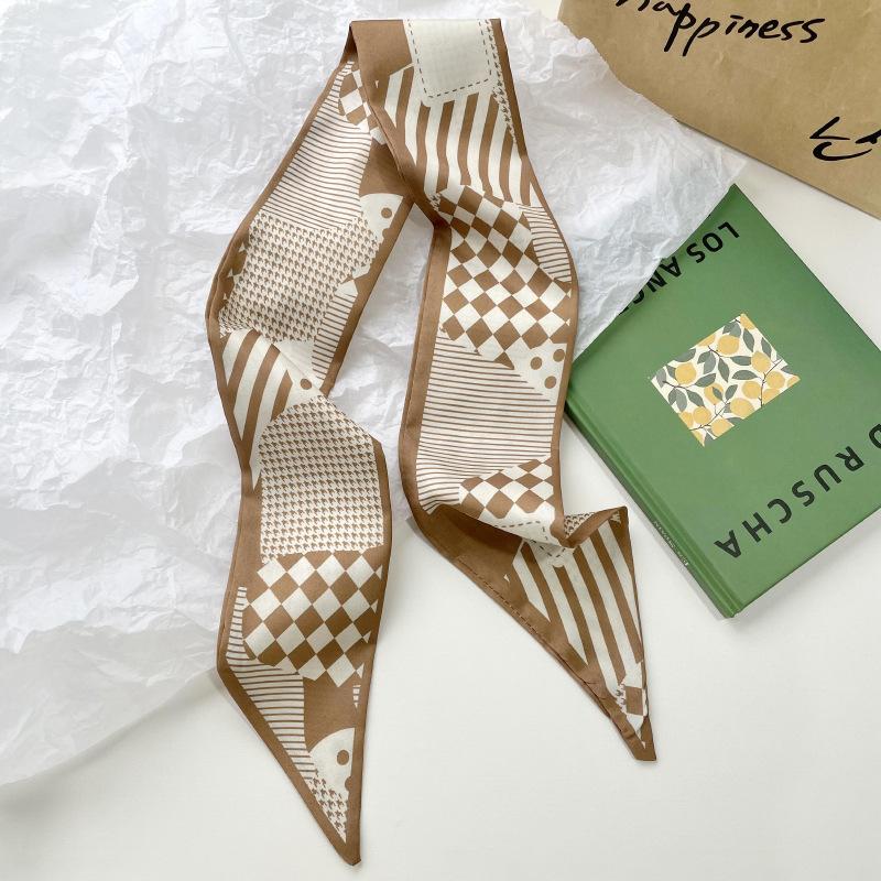 Long Silk Scarf, High-end New Versatile Hair Tie Streamer, Atmosphere Ribbon, Spring and Summer Decorative Scarf, Tied Bag Streamer