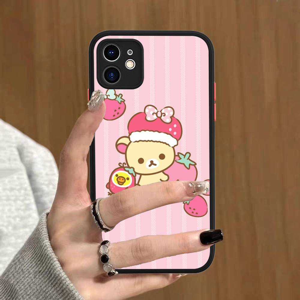 Рилаккума Аниме Милый Мультяшный Для IPhone 11 12 13 14 15 16 Pro Max Plus X XS MAX Ударопрочный Матовый Задний Чехол