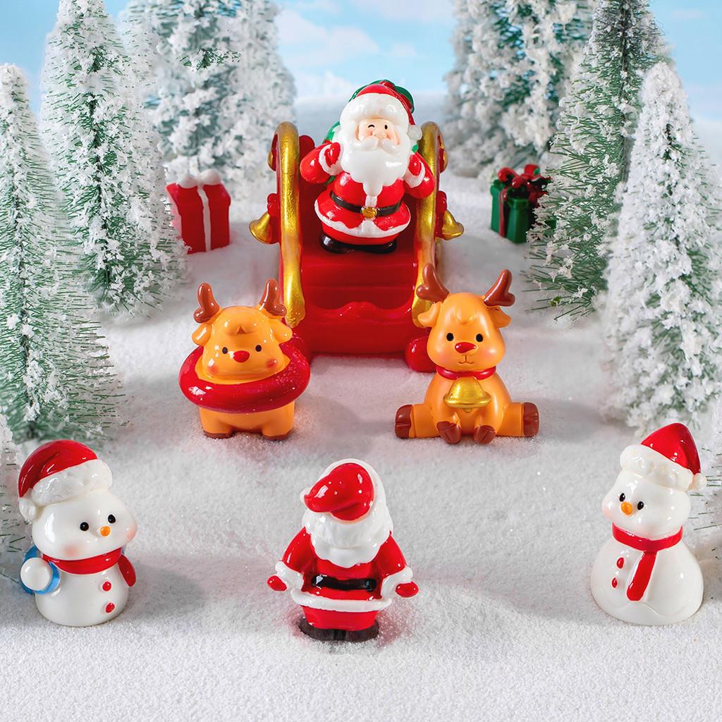 Stylish Resin Christmas Santa Claus And Snowman Miniature Ornaments Tabletop Decor