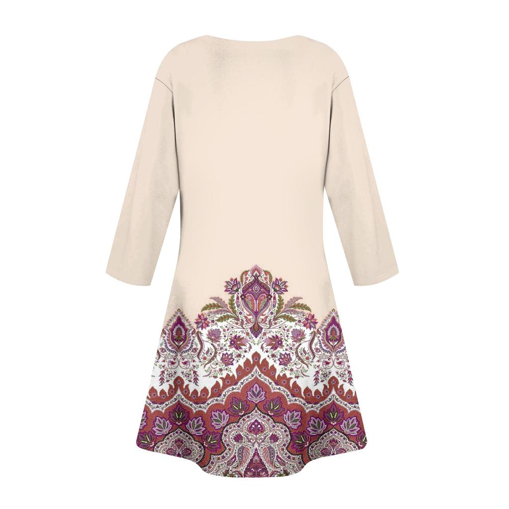 Женское летнее платье, свободное платье с V-образным вырезом, рукавом три четверти и карманами