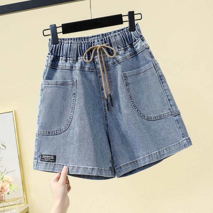 Dimanaf Jeans Plus Size Summer Shorts Jeans Women Basic Pants Loose Casual Female Thin Blue Trousers Pants 5XL