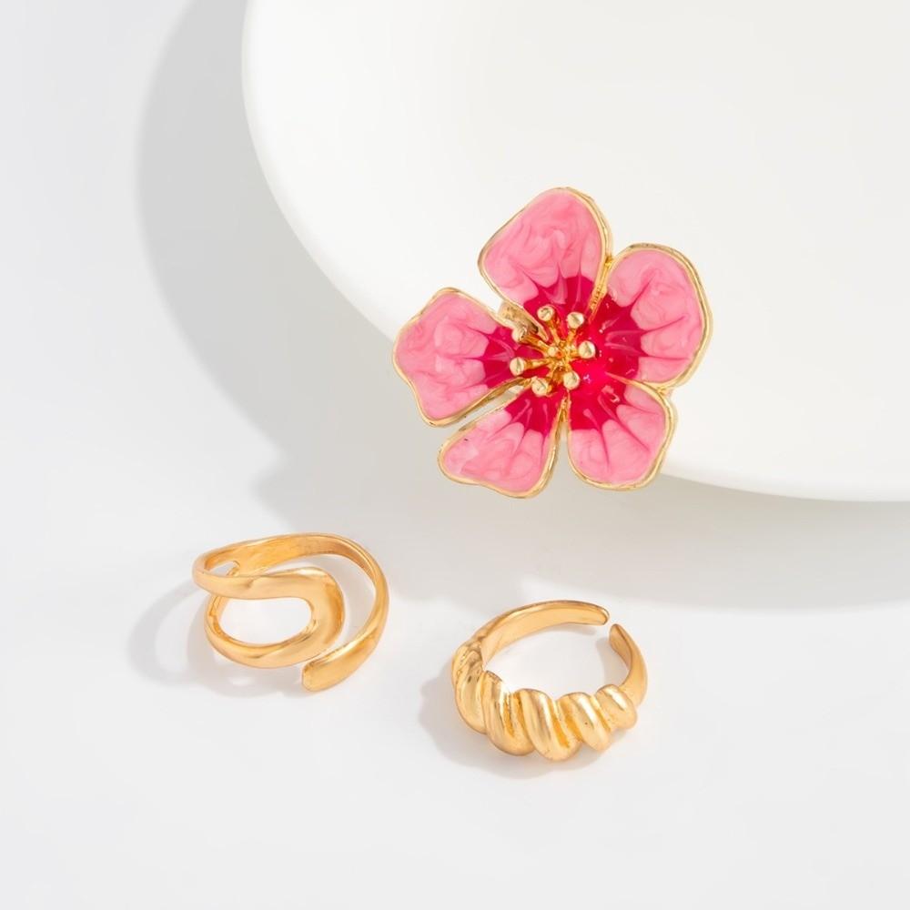 3Pcs/set Flower Shape Toe Ring Geometric Outline Geometric Jewelry Flower Toe Band Vacation Outfit