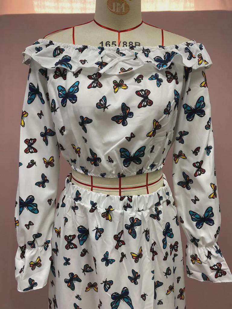 European & American Bohemian Butterfly Print Two-Piece Beach Dress (2025)