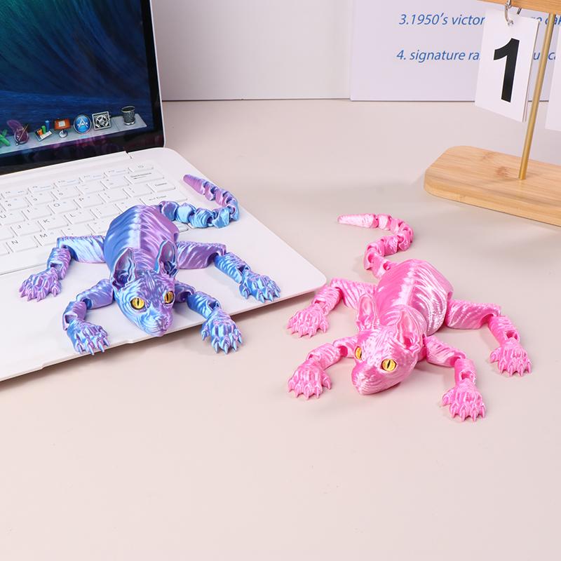 3D-печатный кот-сфинкс 3D-печатные игрушки для животных Реалистичные фигурки лысых кошек Шарнирные игрушки для кошек Милые игрушки для котят для любви к кошкам