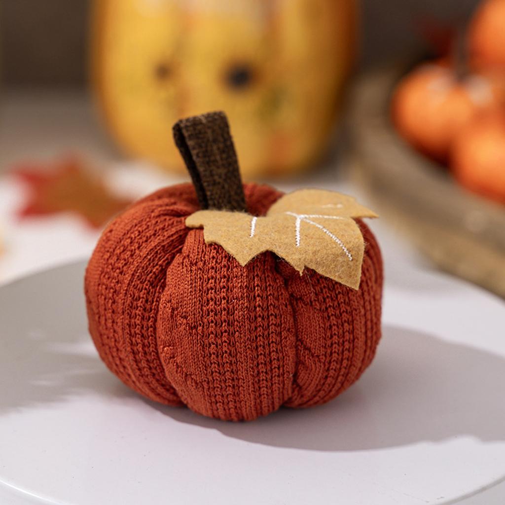 Knitted Maple Leaf Small Pumpkin Ornaments Thanksgiving Day Decoration Orange Pumpkin Pendant Harvest Festival Decor For Home