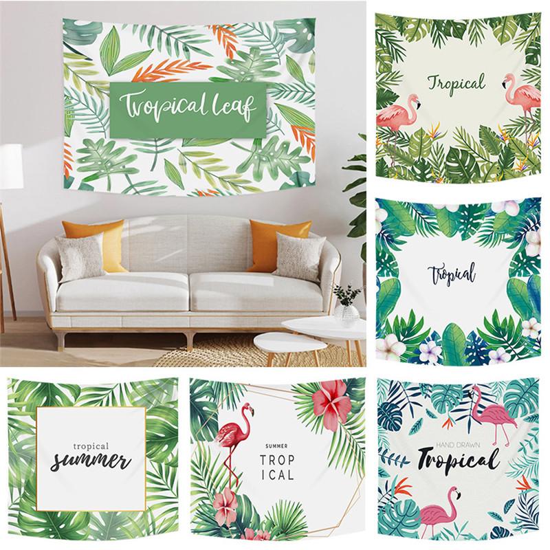 Восторженные летние зеленые тропические листья и растения с принтом полиэфирный гобелен настенные гобелены для декора спальни в общежитии