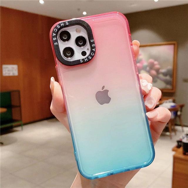 Противоударный прозрачный чехол для телефона с градиентом для Iphone 14 13 Pro Max 12 11 Pro Max Xr Xs X 14plus 13, прозрачный мягкий бампер, задняя крышка