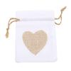 10Pcs Heart Shape Linen Small Drawstring Bag Reusable Burlap Jewelry Storage Pouch Gift Packaging Bags Party Candy Bags