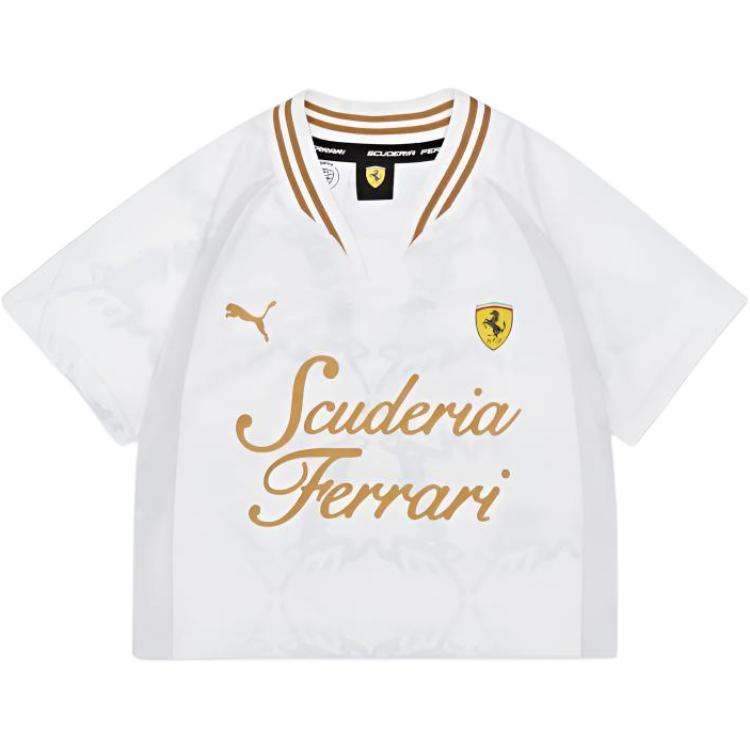 Puma Женская укороченная футболка с V-образным вырезом и короткими рукавами X Ferrari Racing F1 Год Лошади Ограниченная серия