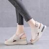2025 New Summer High-heeled Sandals Women's Fashion Outer Wear Wedge Soft Leather Thick-soled Fish Mouth Sandals