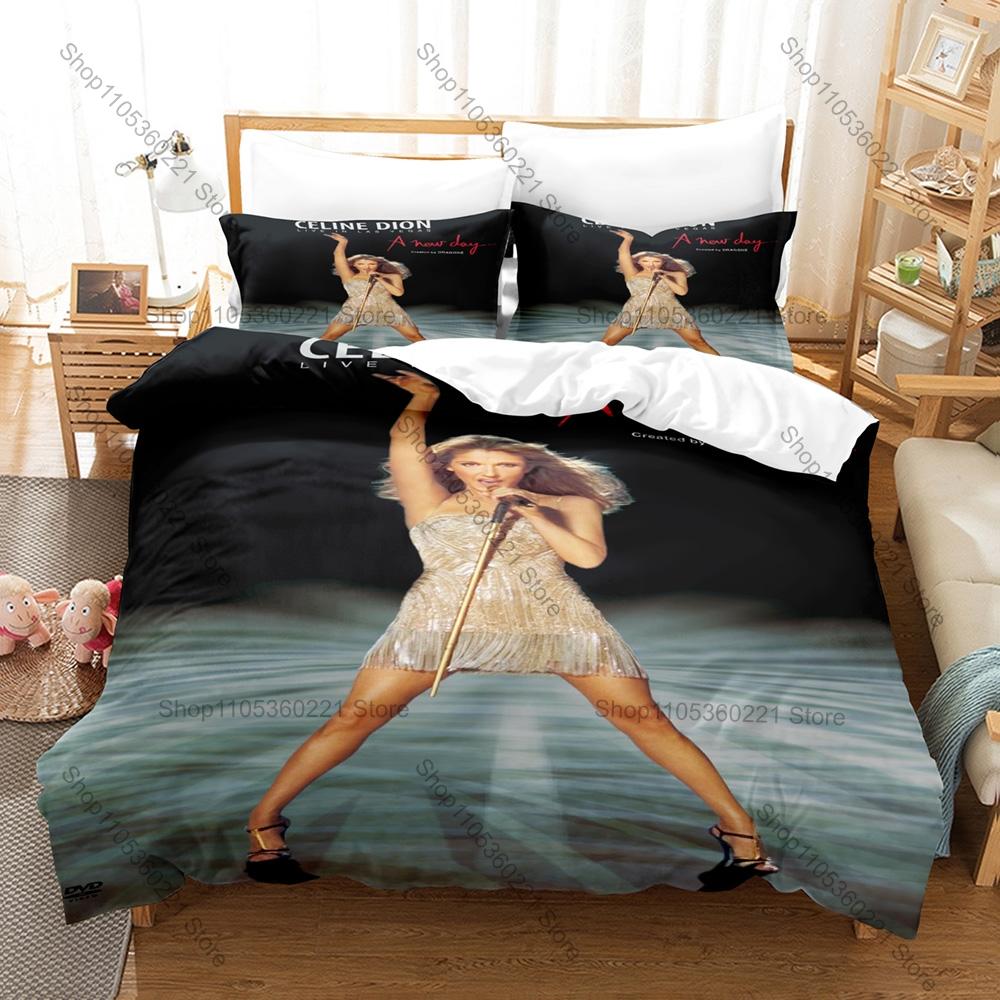 Celine Dion Bedding Set 3D Print Music Star 3PCS Duvet Cover Pillowcase Bedroom Decor For Adults Music Lovers Pop quarto