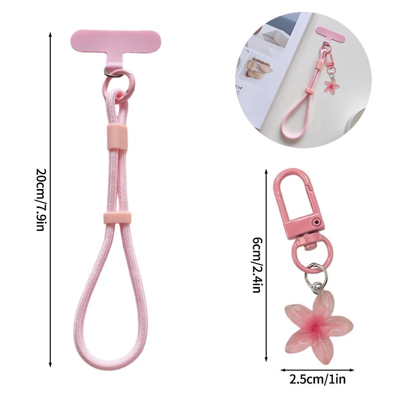 Cell Phone Lanyard Keychain on The Phone Macaron Color Beads Pendant Mobile Phone Rope Flowers Keychains Accessorie