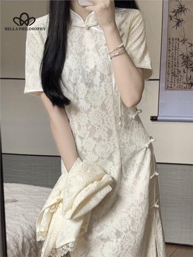 Китайское летнее традиционное китайское платье Cheongsam для женщин и девочек, ретро Ципао, облегающее, с цветочным принтом, винтажное модное длинное платье