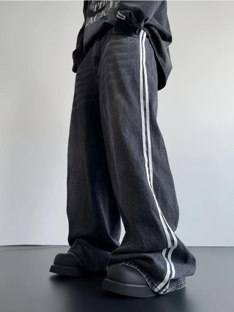 Американские винтажные джинсы свободного кроя, прямые, повседневные, модные, фирменные, вышитые, клеш