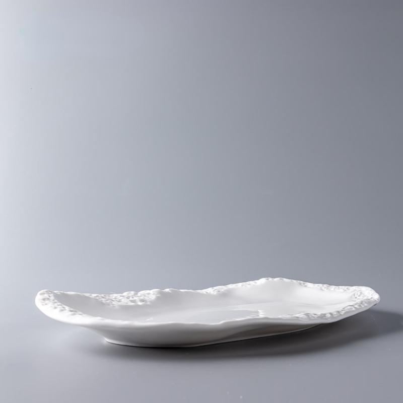 12 Inch Restaurant Matte Ceramic Stone Pattern Dinner Plate Fish Plate Western Food Barbecue Plate Fish Plate Ceramic Tableware