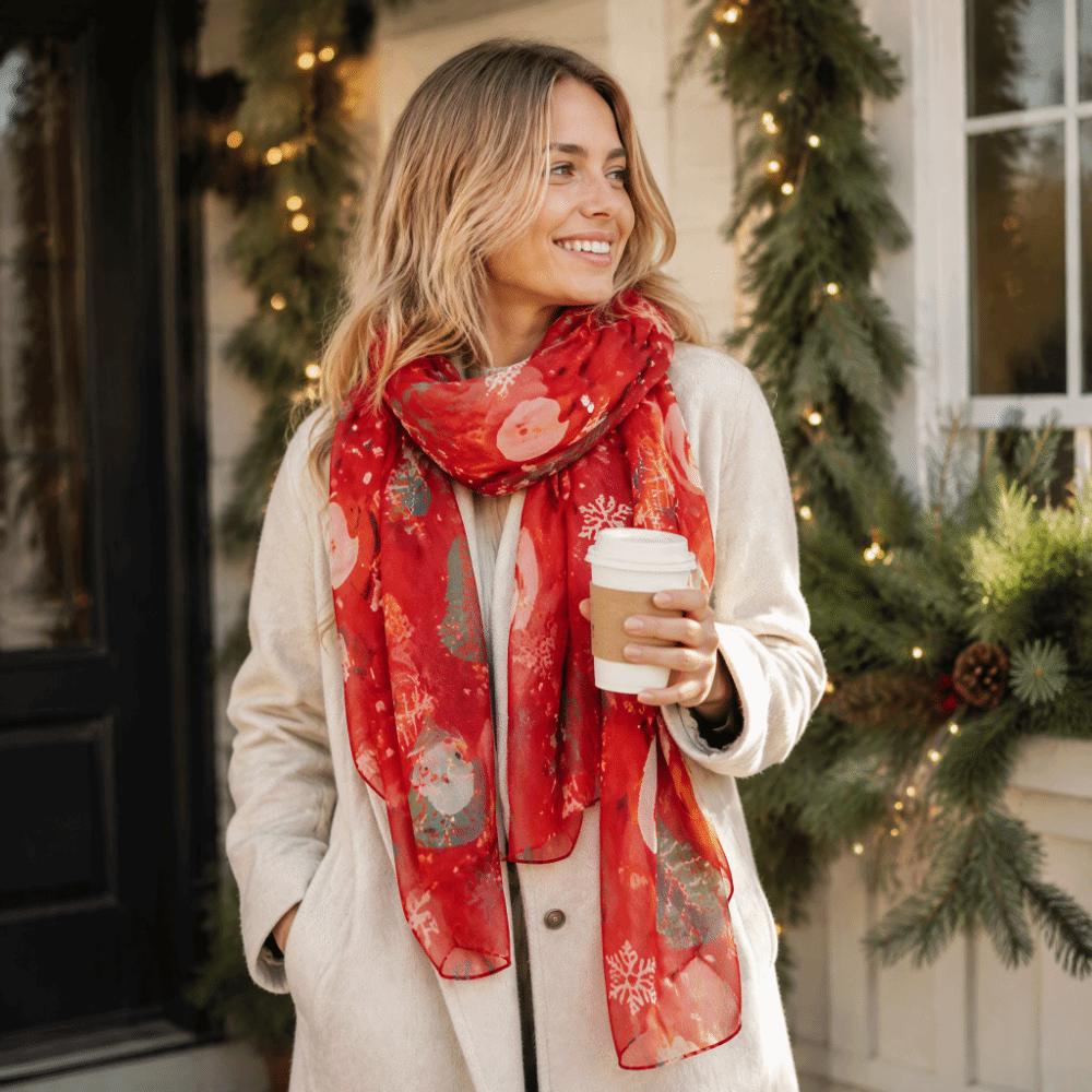 Soft Snowman Scarf Lightweight Neck Scarf Festive Christmas Scarf Fall