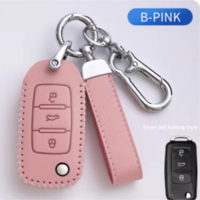 Подходит для Volkswagen Vw Polo Golf Passat Tiguan Beetle Caddy T5 Up Eos Skoda Octavia Seat Leon Altea Натуральная Кожа Автомобильный Умный Брелок Чехол
