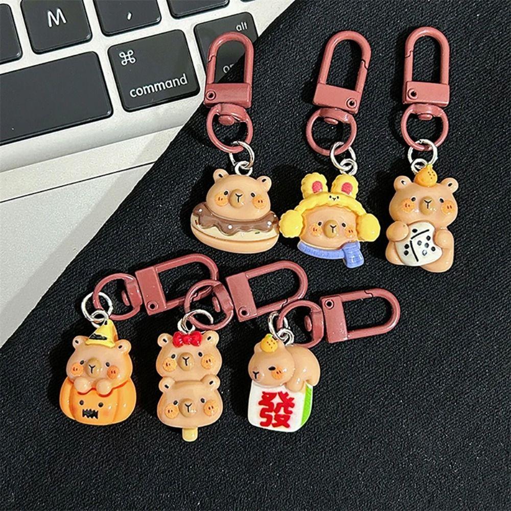 Capybara Pumpkin Capybara Keychain Creative Capibara Bag Hanging Donut Kapibara Pendant  Kids