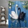 Black and White Swan Swimming Shower Curtain, Bathroom Decorative Shower Curtain, Waterproof Shower Curtain with Hooks