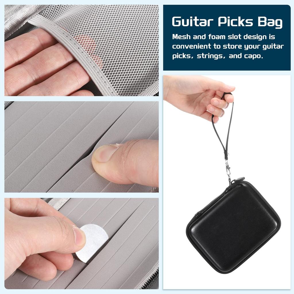 uxcell Guitar Pick Holder Artificial PU Pick Case Bag for Black Box, Leather, Acoustic/Electric Guitars,