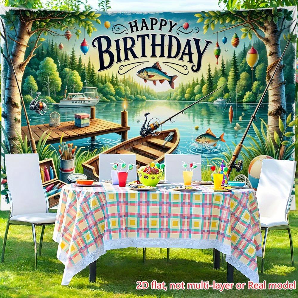 2D plane, 1 piece of birthday celebration fishing background, suitable for living room, bedroom and office