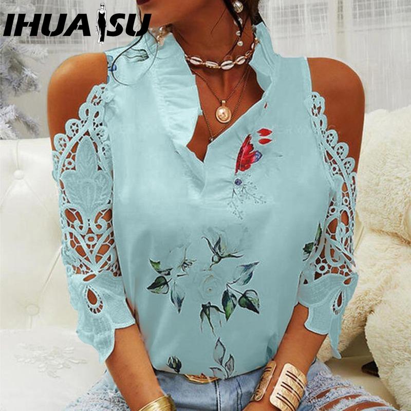 IHUASU Women's Fashion Casual V Neck Blouses & Shirts