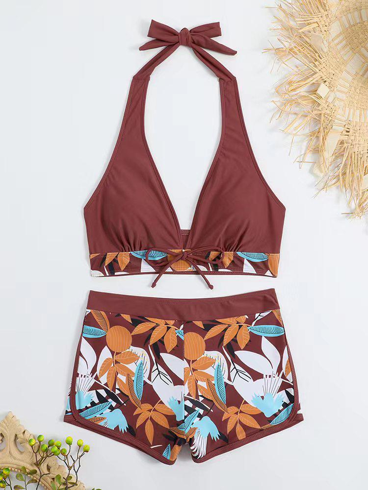 Женский купальник бикини с высокой талией и разрезами