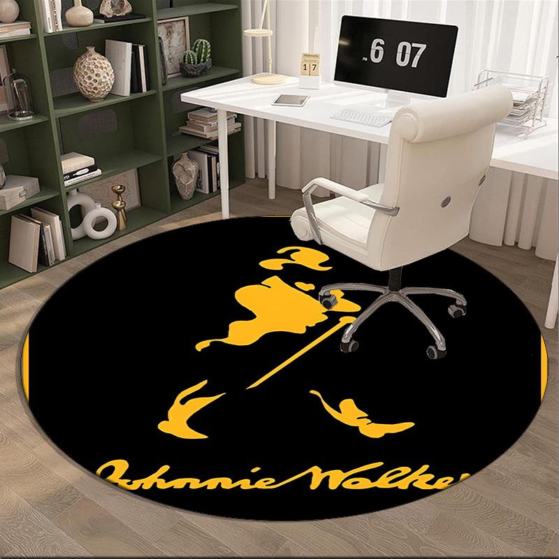 Круглый ковер Johnnie Walker для гостиной, спальни, игровой комнаты, коврик под стул, ковер для зоны, круглый ковер, веер, рождественский подарок