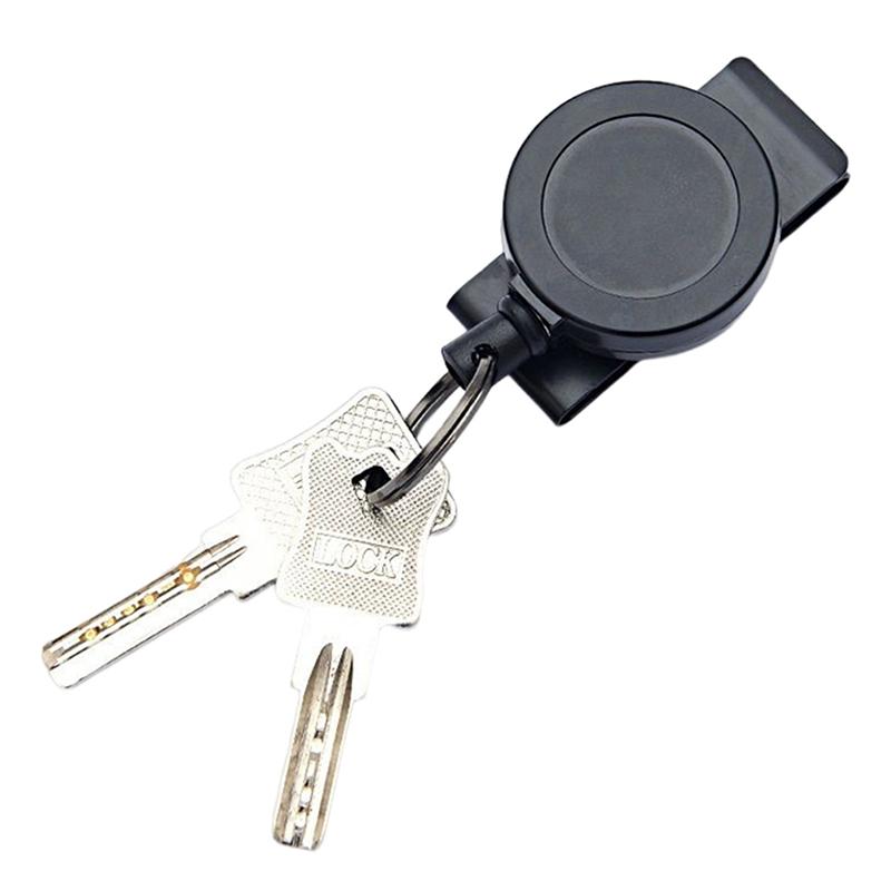 Retractable Pull Chain Reel Id Card Badge Keychain Holder Recoil Belt Clip