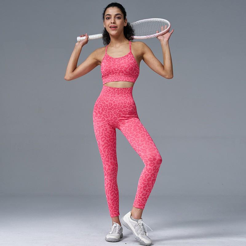Women Seamless Yoga Set High Waist Leggings Sports Bra Workout Fitness Outfits