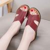Fashion Summer Leather Mother Slippers Ladies Elderly Soft Bottom Shoes Woman Flat Slope Female Large Size Slippers Size