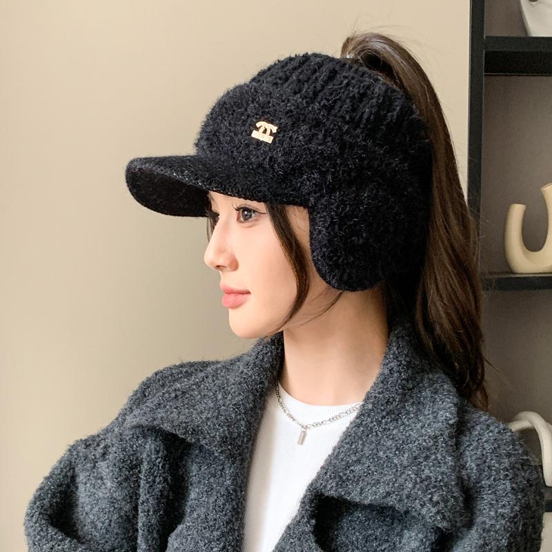 Новая женская зимняя шапка из меха кролика, плюшевая меховая подкладка, теплые шапки для женщин, повседневная зимняя вязаная козырек
