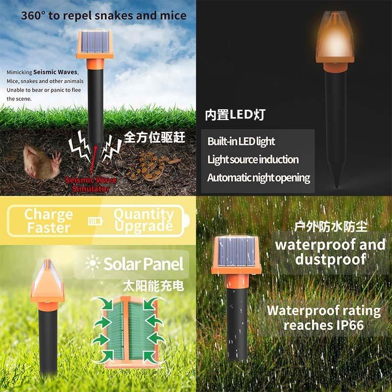 Отпугиватель мышей высокой мощности, светодиодный источник света, инвертор, ультразвуковой отпугиватель змей, солнечный водонепроницаемый отпугиватель животных для улицы