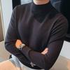 Мужской свитер осень-зима толстый полувысокий воротник трикотажный однотонный эластичный
