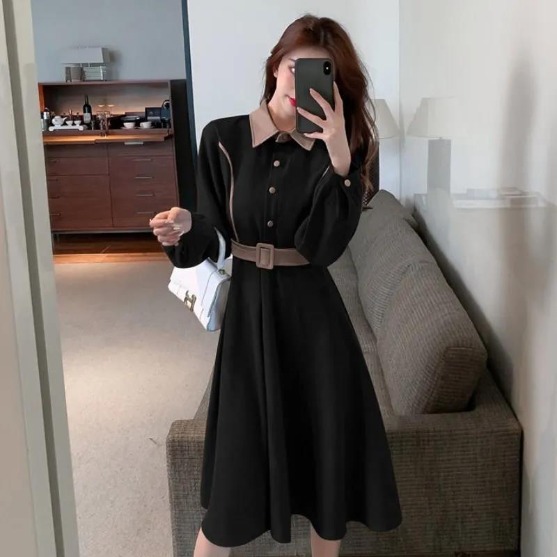 2024 Women's Autumn/Winter Shirt Dress: Thickened Light Luxury Design with Coat and Mid-Length Skirt